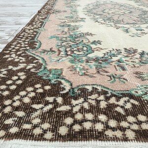 botanical rug, handmade wool rug, multicolor rug, turkish oushak rug, foyer rug, rug for gift, vintage rug, amazing rug, 3.8x6.9 ft, VT 764