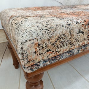 Upholstered Bedroom Bench, Turkish Rug Ottoman, Wooden Coffee Table, Kitchen Furnitures, Window Bench Seat, Padded Pouffe Ottoman, BENCH 794 image 3