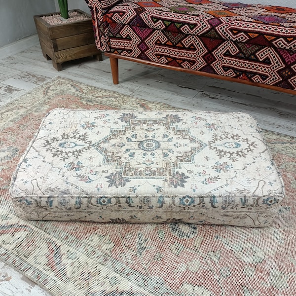 floor seating sofa, oriental cushion, ottoman cushion, floor pad, pouf cover, soft floor pouf, rug cushion, handmade pouf, PP 64