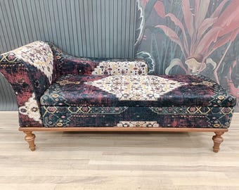 Sofá chaise longue, sofá cama, sofá tapizado, muebles hechos a mano, sillón relajante, sofá gato, sofá salón, sofá bohemio, SOFA 870