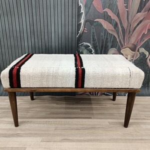 Ottoman Bench, Bedroom Furniture, Hallway Bench, Kilim Rug Bench, Accent Bench, Entryway Bench, Dining Bench, 18x18x36'', BENCH 1038