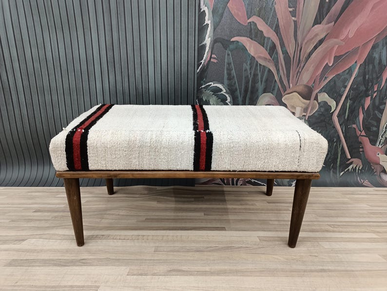Ottoman Bench, Bedroom Furniture, Hallway Bench, Kilim Rug Bench, Accent Bench, Entryway Bench, Dining Bench, 18x18x36'', BENCH 1038