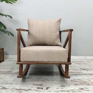Mecedora artesanal, silla de madera maciza, silla cómoda, muebles de patio, silla de interior y exterior, silla de dormitorio, silla de descanso, RC 1033 imagen 12
