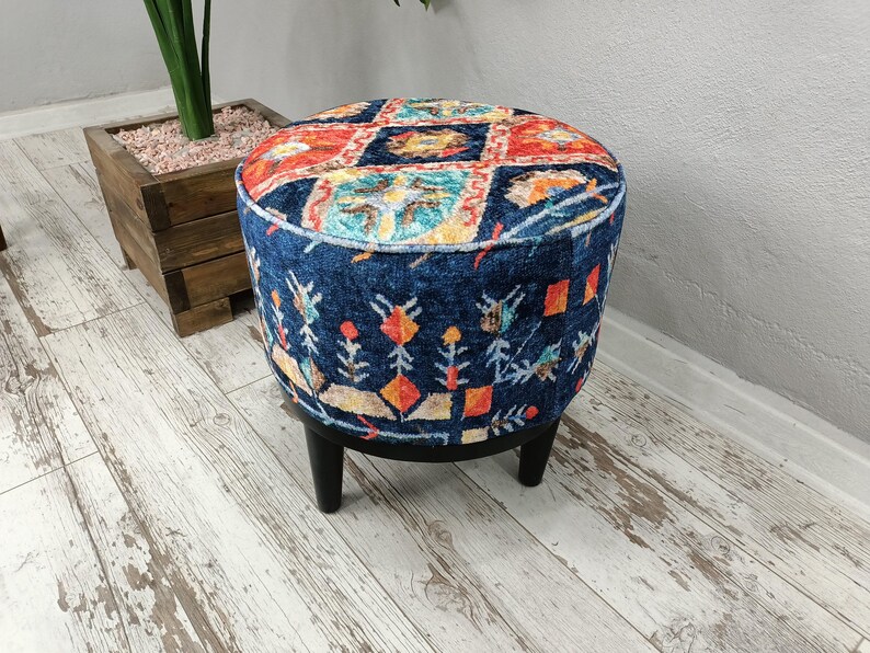 Klavierbank, gepolsterter Fußhocker, Barhocker, runder Pouf, Ottomanenhocker, Schminktischstuhl, Eingangsbank, Knopfbank, Garderobenbank, FS 163 Bild 8