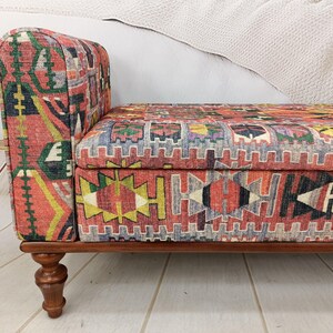 Armed Ottoman Bench, Living Room Bench, Upholsterd Sofa Couch, Handmade Furniture, Hallway Bench, Storage Bench, Yoga Seat, ST 18x51 881 image 6