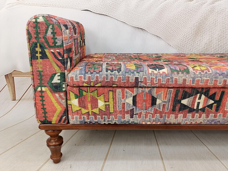 Armed Ottoman Bench, Living Room Bench, Upholsterd Sofa Couch, Handmade Furniture, Hallway Bench, Storage Bench, Yoga Seat, ST 18x51 881 image 6