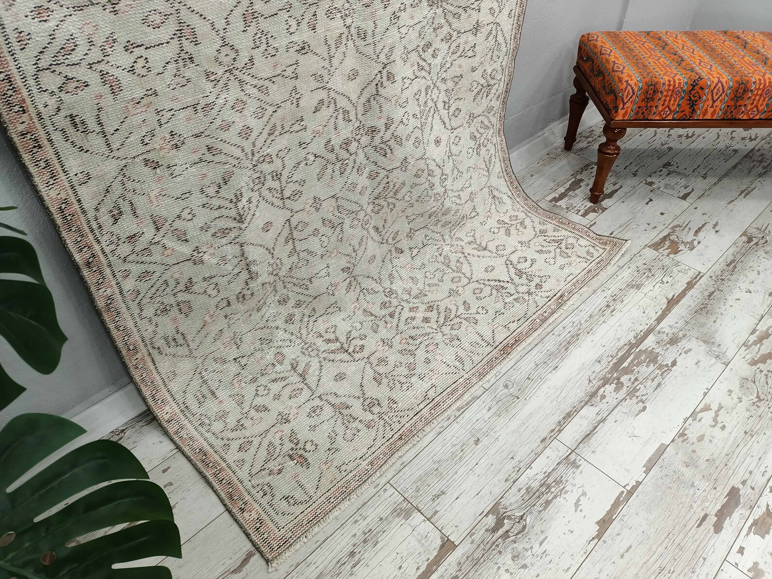 Turkish Rug Neutral Rug Muted Green Rug Faded Rug Vintage Etsy