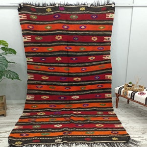 kilim de gran tamaño, alfombra kilim vintage, alfombra tejida a mano, alfombra de área grande, alfombra de Anatolia, alfombra boho, alfombra turca, 6 x 9,7 pies, VT 2074