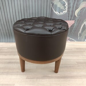 Pouf ottoman, Chesterfield stool, Leather stool, Barrel stool, Pub stool, Foot rest stool, Upholstered bench, Cocktail stool, FS KM-25