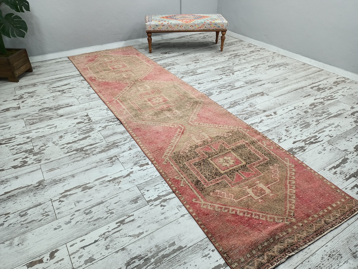Pink Brown Rug Hallway Rug Entryway Rug Stair Rug Kitchen Etsy
