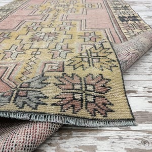 handmade oushak rug, multicolor rug, eco friendly rug, stylish rug, vintage turkish rug, framed rug, dining table rug, 4x8.2 ft, VT 5809