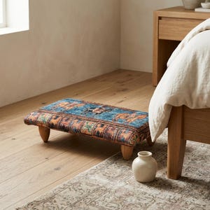 Footrest pouf, Ottoman stool, foot stool, Comfortable furniture, Horse printed, Farmhouse bench, Footstool bench, Step stool, 154
