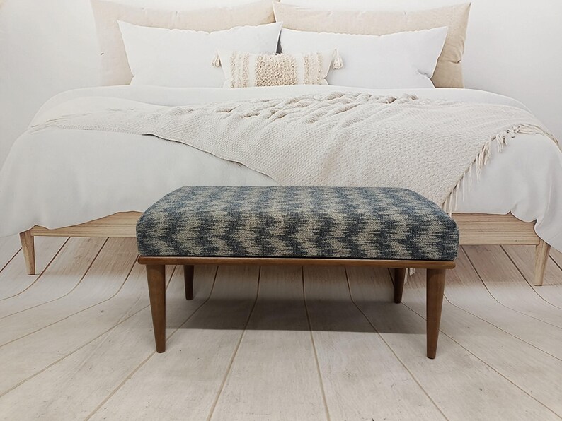 Entryway bench, Footstool bench, Lounge bench, Bed end bench, Dining bench, Bohemian bench, Frontdoor bench, Covered bench, BENCH KM-5 Modern Wood Leg