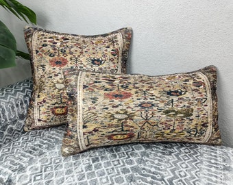 bohemian pillow, rug pillow cover, lumbar pillow, oriental pillow, couch cushion, accent pillow, bedding pillow, retro pillow cover, PT 1015