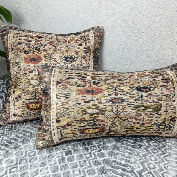 bohemian pillow, rug pillow cover, lumbar pillow, oriental pillow, couch cushion, accent pillow, bedding pillow, retro pillow cover, PT 1015