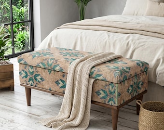 Storage Coffee Table Ottoman | Turkish Rug Vanity Bench Handmade