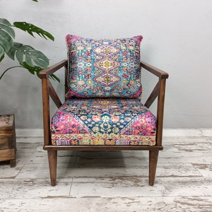 cocktail chair, bohemian armchair, accent chair, reading chair, lounging chair, handmade furniture, retro chair, rocking chair, SOFA 40 image 1