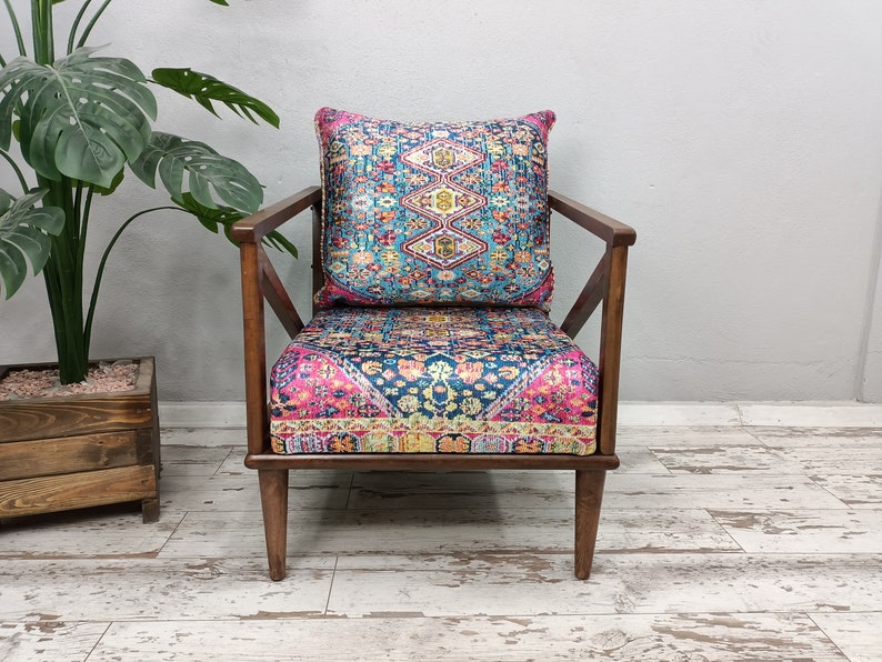 cocktail chair, bohemian armchair, accent chair, reading chair, lounging chair, handmade furniture, retro chair, rocking chair, SOFA 40 image 1