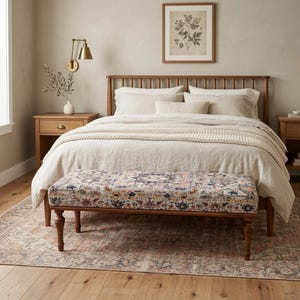 banco otomano, banco alfombra, muebles hechos a mano, banco de entrada estrecho, silla tapizada, banco de piano, puf reposapiés, banco de trabajo de madera, BANCO 100