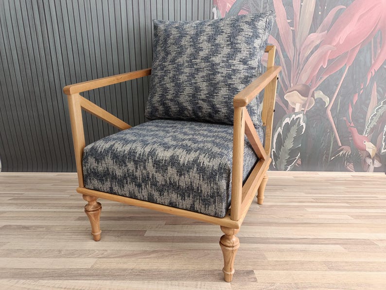 Lesestuhl, Handgefertigter Sessel, Sitzstuhl, Holzarbeitsmöbel, Boho-Sessel, Polstersofa, Tv-Stuhl, Vatertagsgeschenk, SOFA KM-05 Bild 10