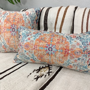 decorative pillow, mini oushak pillow, bolster pillow cover, floral pillow, lumbar pillow, 12x24 pillow, eco friendly pillow, PT 872