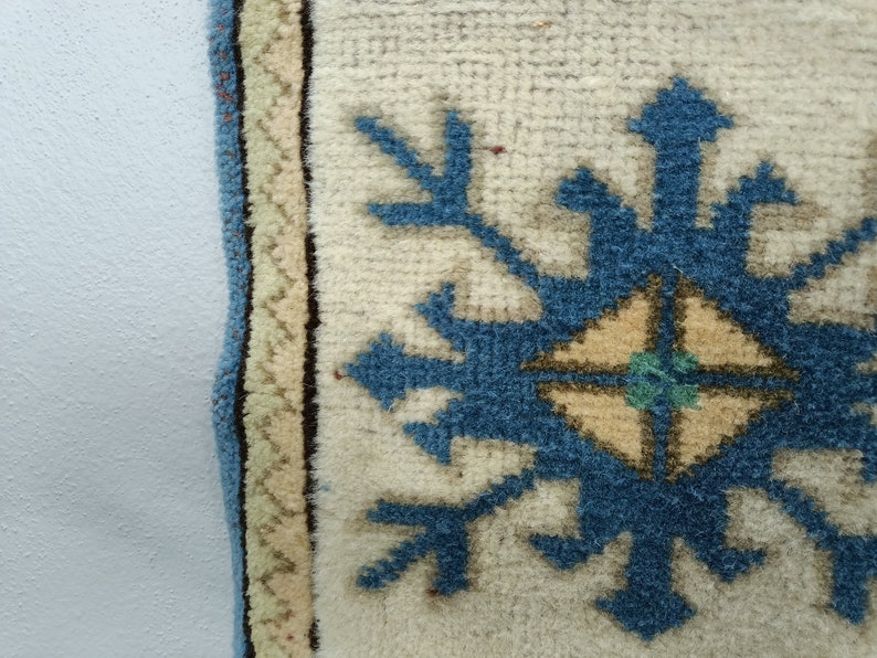navy blue rug, oriental rug, vintage oushak rug, handknotted rug, turkish area rug, saloon rug, farmhouse rug, wool rug, 5.1x7.7 ft VT 4072 image 6