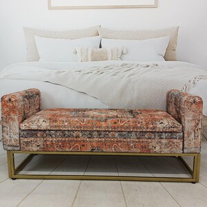 Lounge furniture, Orange sofa couch, Textile Art sofa, Rug upholstered sofa, Bench with arms, Sectional sofa, Storage seating, MTL 18x51 794 image 11