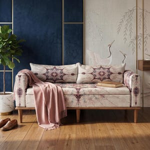 Mandala Pattern Storage Loveseat | Boho Living Room Sofa Furniture, ST 18x60 153