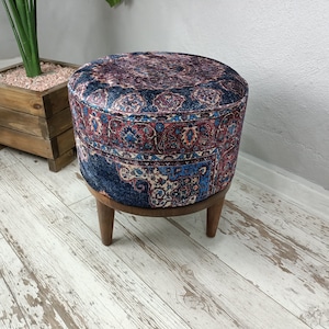 Round Footstool, Pouf Chair, Ottoman Bench, Porch Chair, Navy Stool, Accent Chair, Hallway Bench, Pouf Stool, Siting Bench, Footrest, FS 876