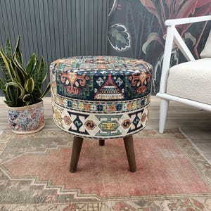 Round pouf stool, Bedroom pouf, Footstool ottoman, Tufted stool, Piano chair, Moroccan pouf, Footrest bench, Make up stool, FS 160