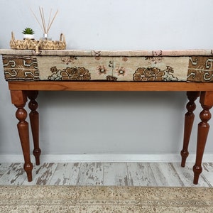 Smalle instaptafel, handgemaakt meubilair, gangkast, tafel met lade, tafel met lade, dunne tafel, vintage bankbar, opberger, DRS 09