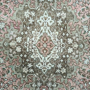 Handmade rug, Turkish rug, Oushak rug, Area rug, Living room rug, Pink rug, Faded rug, Floral rug, Boho decor rug, 6.4x9.2 ft, VT 1438 image 5