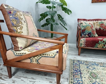 Chair with armrest, Vintage sofa couch, Wood sofa, Bergere chair, Porch furniture, Sectional Sofa, Bohemian couch, Saloon couch, SOFA 03
