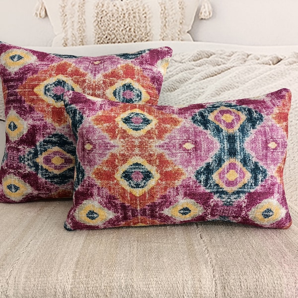 boho lumbar, bench cushion, throw pillow cover, ikat pillow case, couch cushion, sofa pillow, colorful pillowcase, hippie pillow sham, PT 81