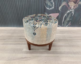 Ottoman chair, Handmade furniture, Footstool pouf, Coffee Stool, Accent chair, Round stool, Make up pouf, Low chair, Shoe bench, FS 41