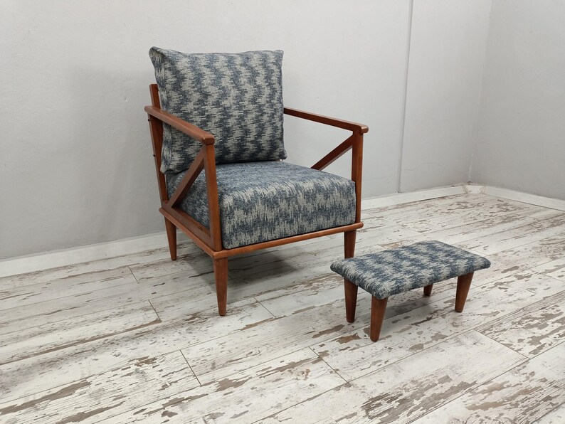 Reading chair, Handmade armchair, Sitting chair, Wood work funiture, Boho armchair, Upholstered sofa, Tv chair, Father day gift,