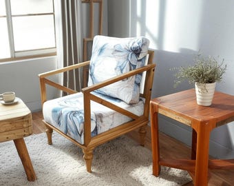 Saloon chair, Boho side chair, Cozy chair, Bedroom couch, Lounge chair, Tv chair, Father chair, Handmade armchair, SOFA 1014 Natural