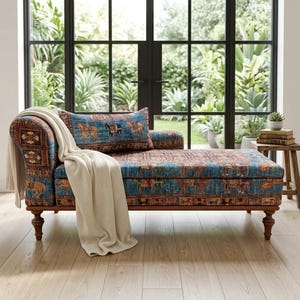 Upholstered chaise, Storage sofa bed, Meditation sofa, Chaise lounge sofa, Bohemian couch, Handmade daybed, Storage loveseat, SOFA 154