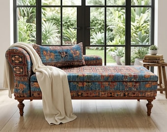 Upholstered chaise, Storage sofa bed, Meditation sofa, Chaise lounge sofa, Bohemian couch, Handmade daybed, Storage loveseat, SOFA 154