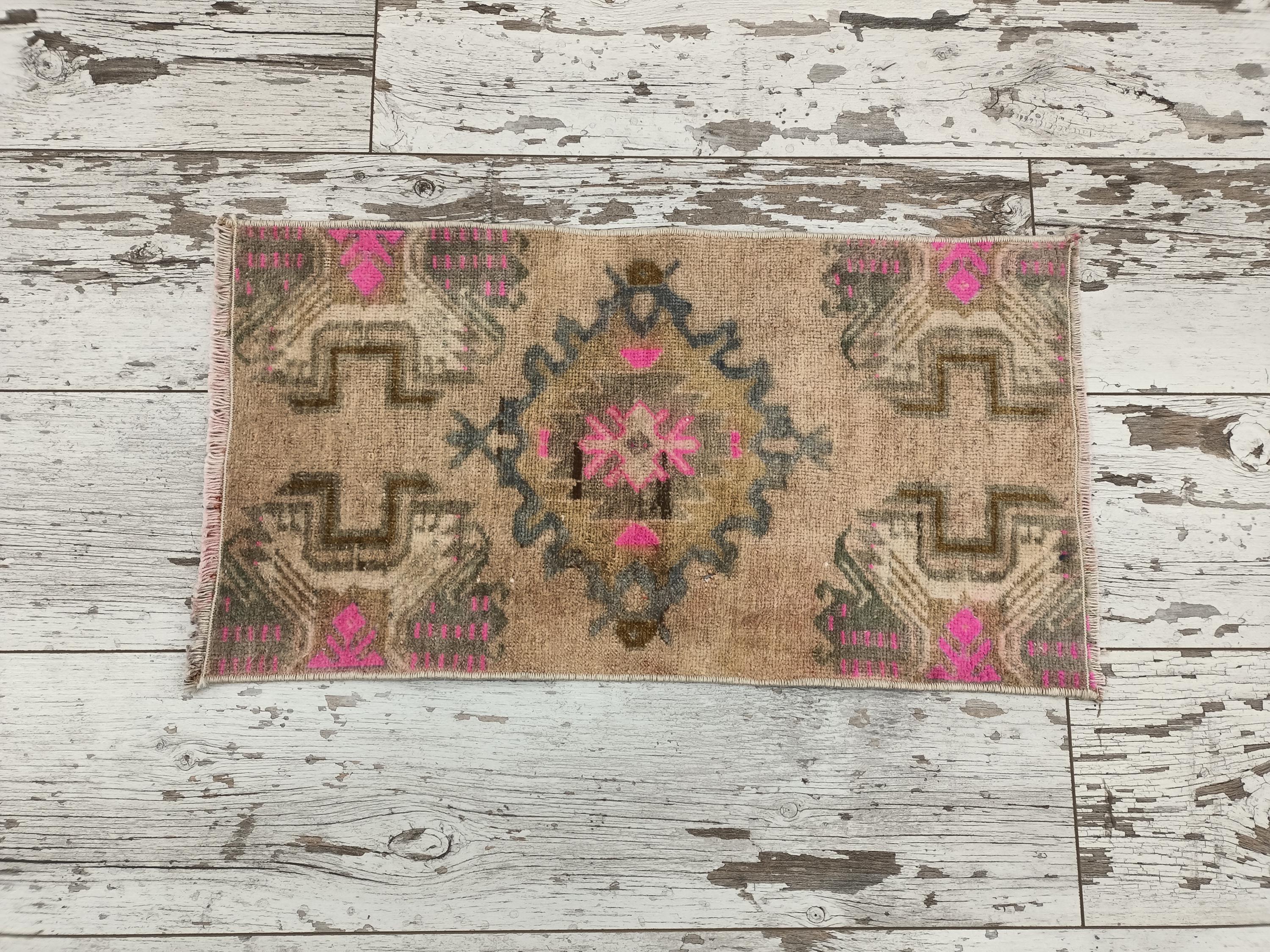 パステルカラーラグ、小さなヴィンテージラグ、エスニックラグ