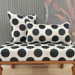 Black White Cushion Cover, Polka Dot Pillow, Lumbar Throw Pillow, Modern Accent Pillow, Boho Style Cushion Cover, Sofa Bed Pillow, PT POLKA