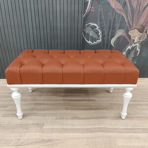 Leather ottoman bench, Chesterfield bench, Sofa bench, End of bed bench, Pub bench, Accent bench, Coffee table bench, Shoe bench, 18x18x36 "