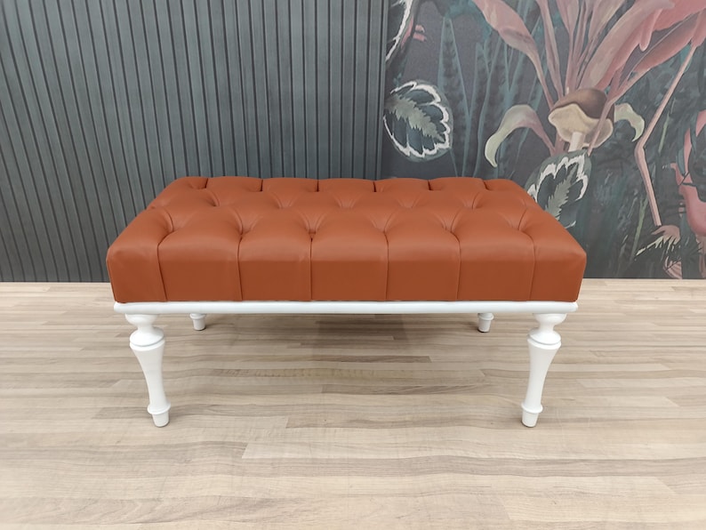 Leather ottoman bench, Chesterfield bench, Sofa bench, End of bed bench, Pub bench, Accent bench, Coffee table bench, Shoe bench, 18x18x36 "