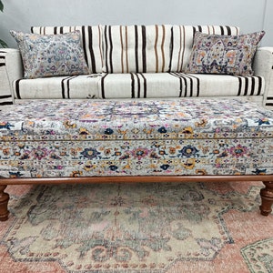 Hallway Bench, Bohemian Bench, Bedroom Storage Bench, Upholstered Ottoman, Trunk Coffee Table, Lounge Bench, Living Room Bench, ST- 100