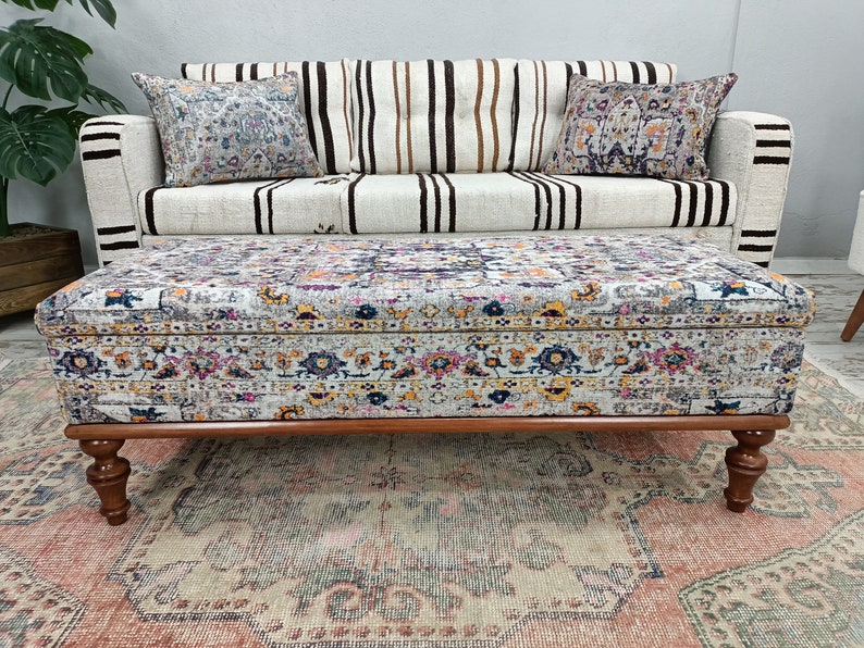 Hallway Bench, Bohemian Bench, Bedroom Storage Bench, Upholstered Ottoman, Trunk Coffee Table, Lounge Bench, Living Room Bench, ST- 100