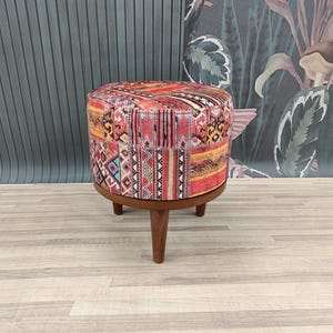 Puf otomano, banco bohemio, silla de tocador, banco reposapiés, silla de tocador, silla original, taburete de escritorio, puf redondo, sillón tipo puf, FS 883