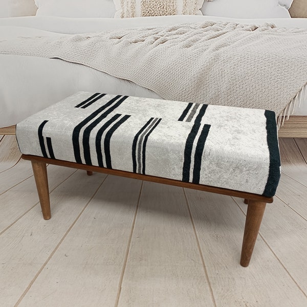 Banco para dormitorio, Muebles artesanales, Banco piano, Banco diseño Kilim, Banco tapizado, Banco recibidor, Banco otomano, BANCO 1038