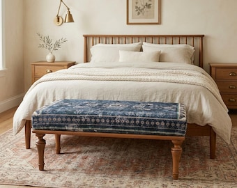banco de piano, banco de asiento largo, banco otomano, banco tapizado, banco de estilo boho, banco para sentarse, banco de trabajo de madera, sillón de tocador, BANCO 868