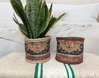 handmade planter, planter bag, basket planter, planter pocket, rug planter, farmhouse basket, closet basket, memory box, plant pot, PTB 1028