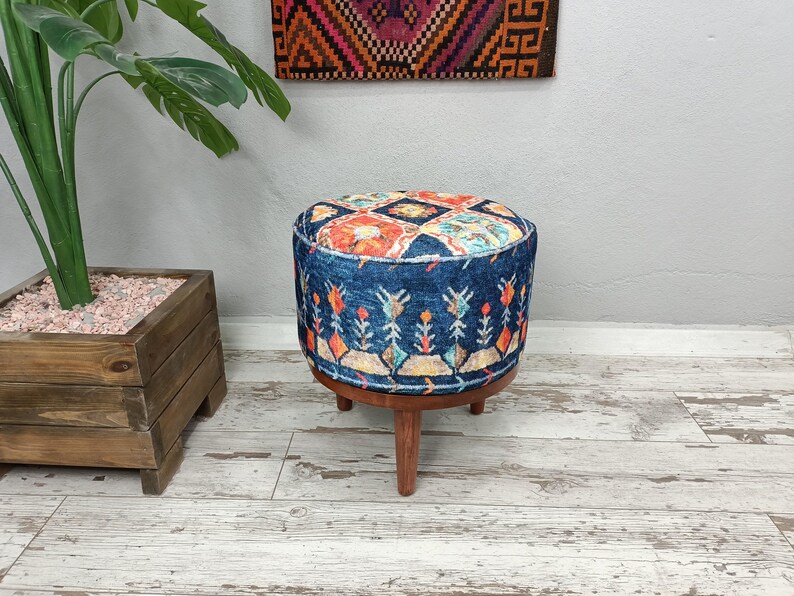 Klavierbank, gepolsterter Fußhocker, Barhocker, runder Pouf, Ottomanenhocker, Schminktischstuhl, Eingangsbank, Knopfbank, Garderobenbank, FS 163 Bild 2
